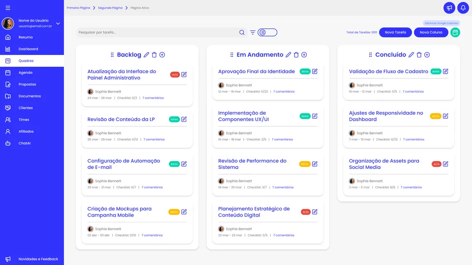 Tasks Kanban screenshot